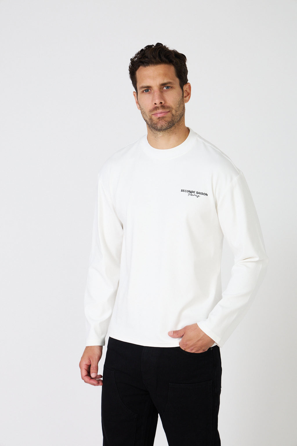 T-Shirt Manches Longues Homme - Logo Minimaliste 'Seconde Saison Paris'