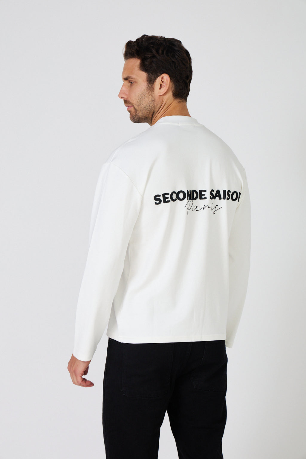 T-Shirt Manches Longues Homme - Logo Minimaliste 'Seconde Saison Paris'