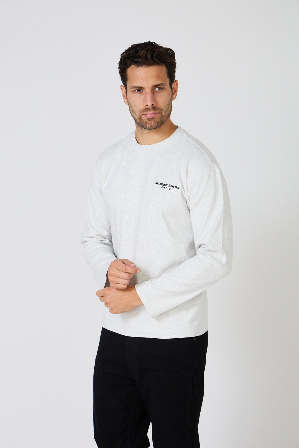 T-Shirt Manches Longues Homme - Logo Minimaliste 'Seconde Saison Paris'