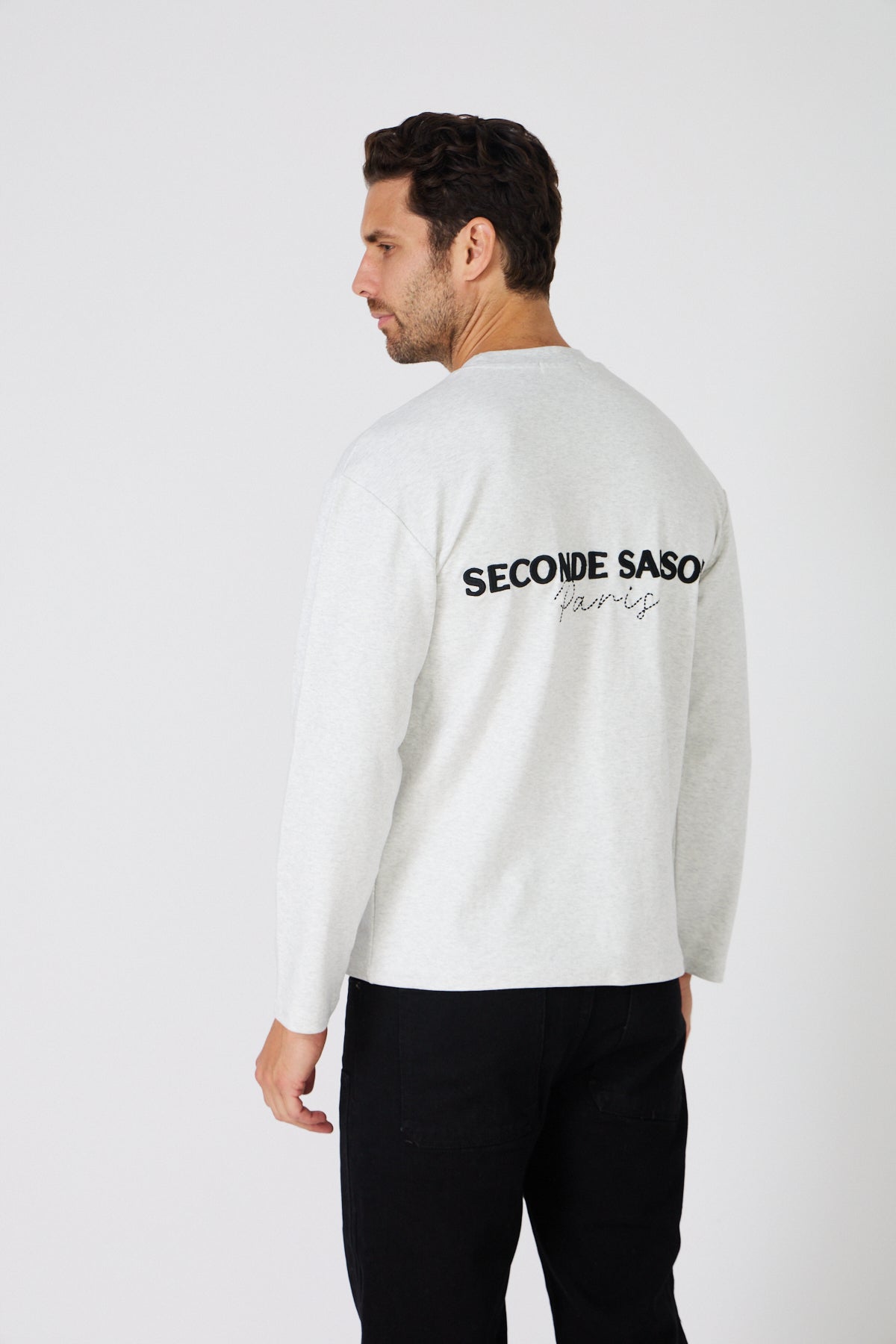 T-Shirt Manches Longues Homme - Logo Minimaliste 'Seconde Saison Paris'