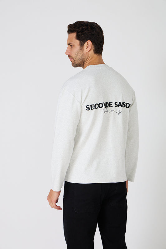 T-Shirt Manches Longues Homme - Logo Minimaliste 'Seconde Saison Paris'