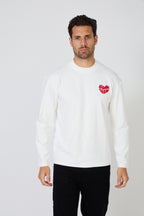 Men's Long Sleeve T-Shirt - Embroidered Red Heart 'Second Season'