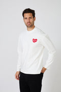 Men's Long Sleeve T-Shirt - Embroidered Red Heart 'Second Season'