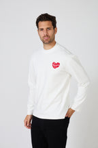 Men's Long Sleeve T-Shirt - Embroidered Red Heart 'Second Season'