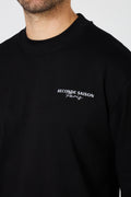 Oversized Long Sleeve T-Shirt - Embroidered 'Seconde Saison Paris' Logo - Black