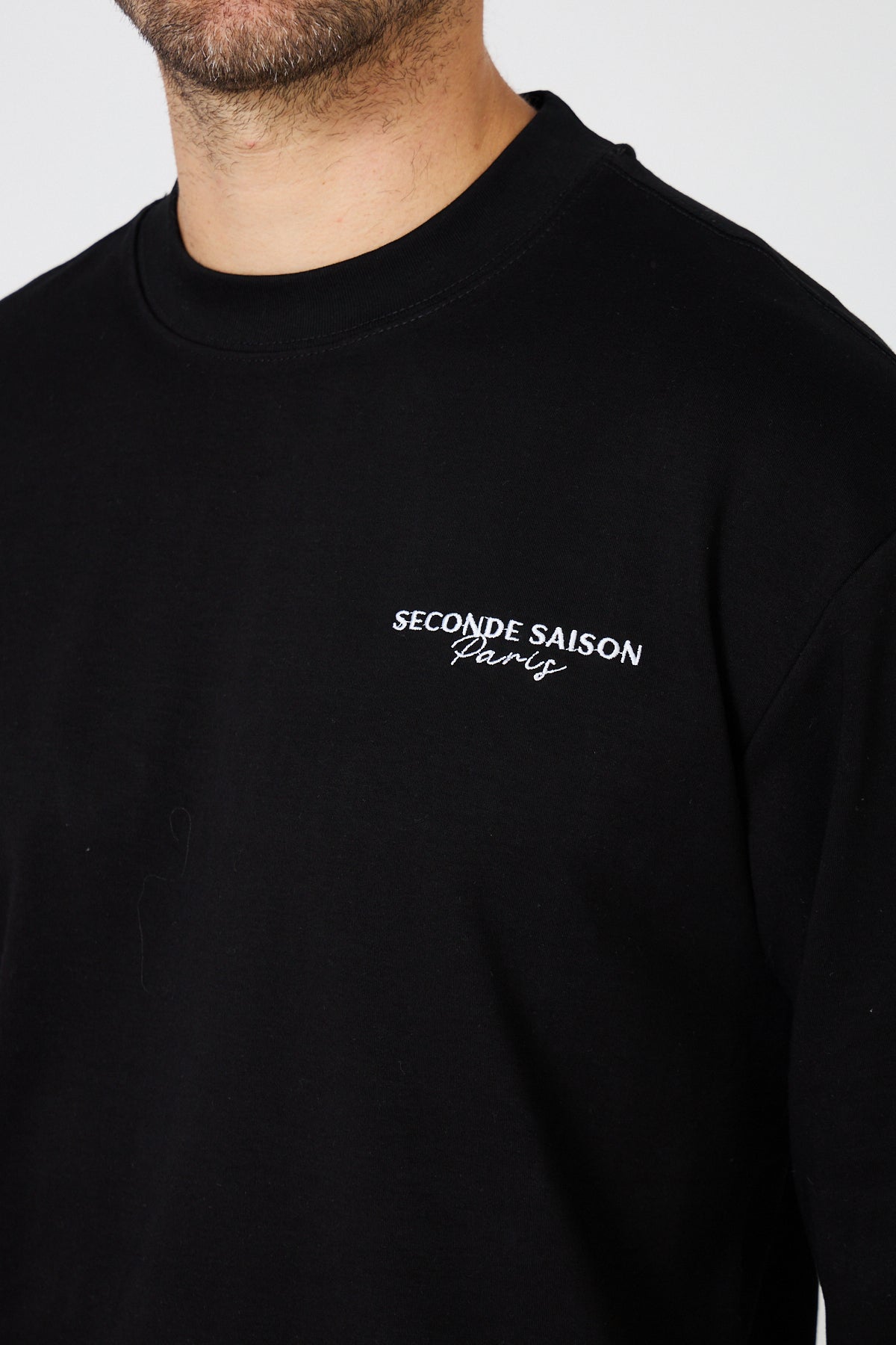 T-Shirt Manches Longues Oversize - Logo 'Seconde Saison Paris' Brodé - Noir