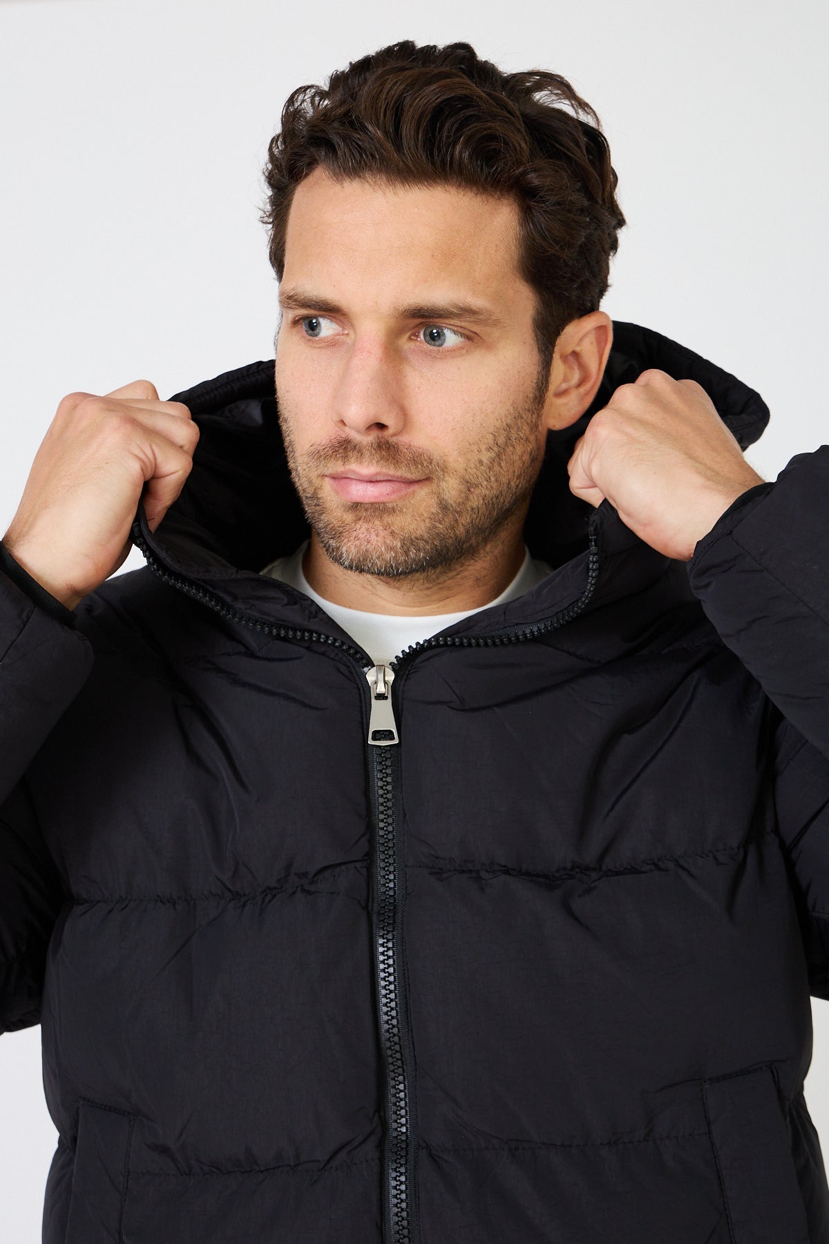 Men's Quilted Down Jacket with Hood