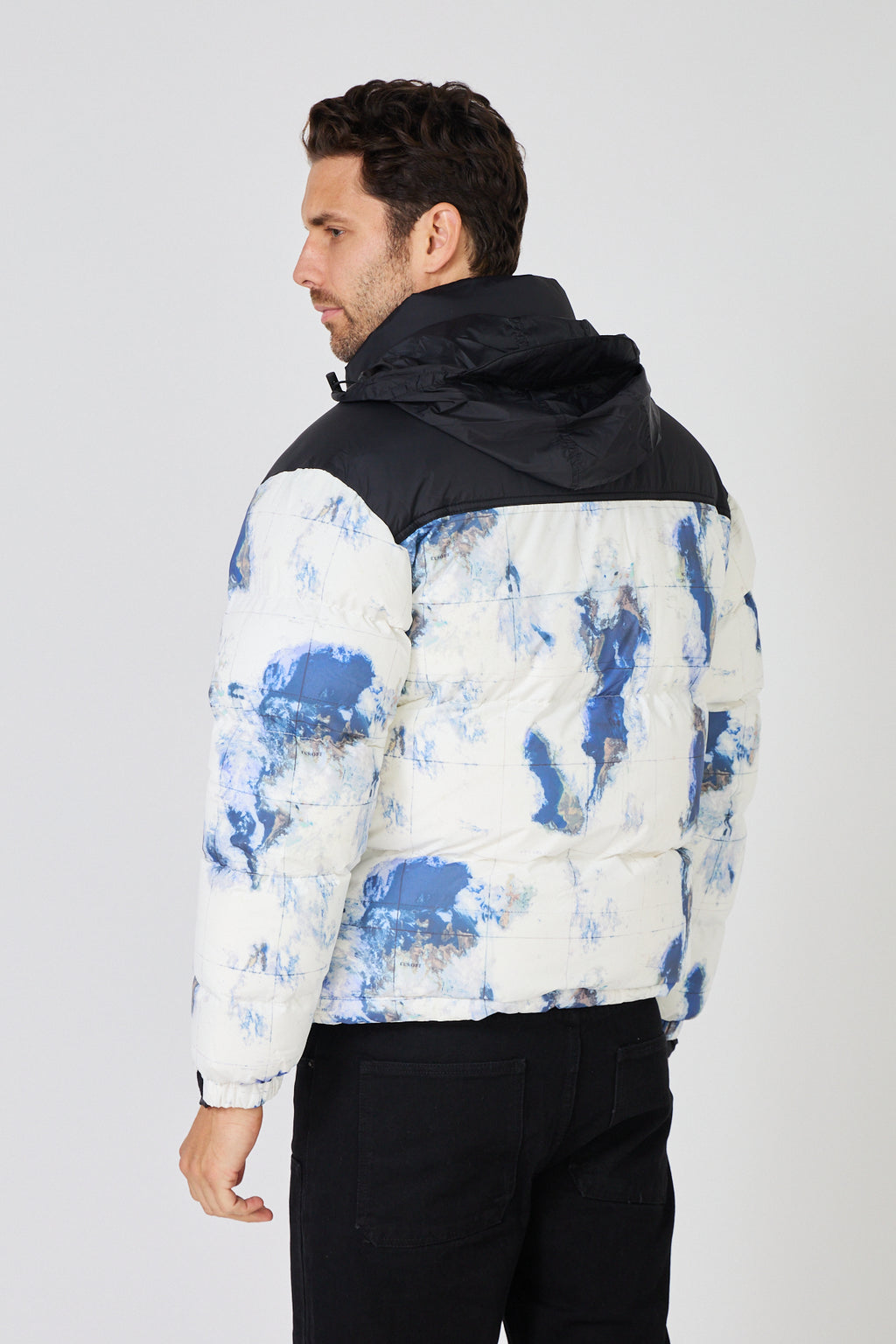 Men's down jacket with two-tone pattern