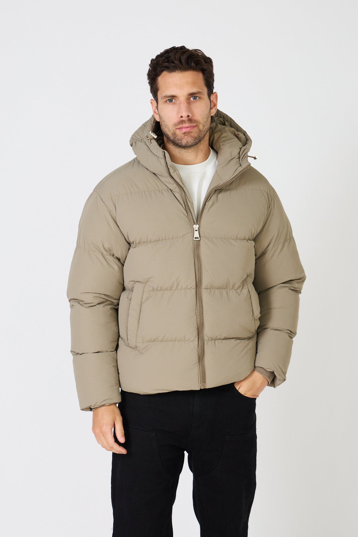 Men's Quilted Down Jacket with Hood