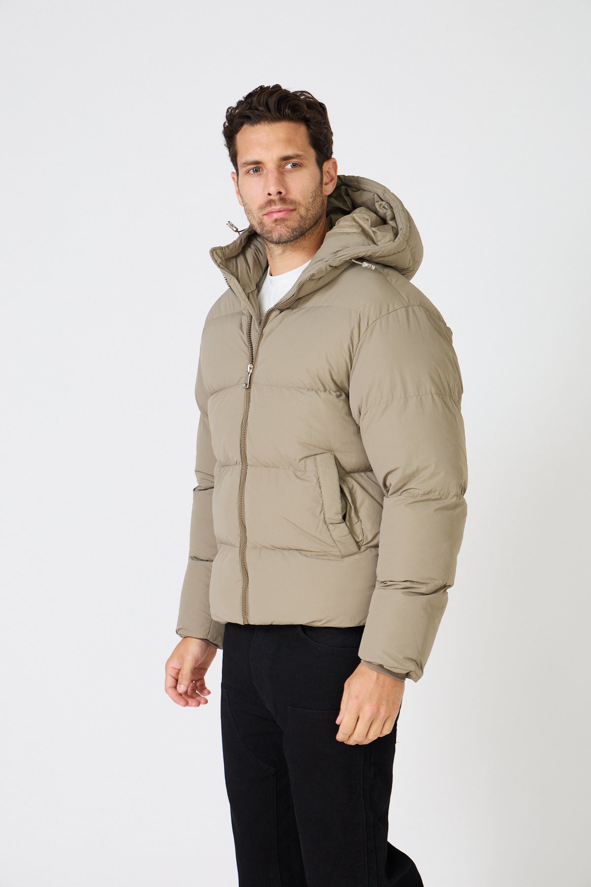 Men's Quilted Down Jacket with Hood