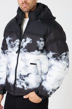 Men's down jacket with two-tone pattern