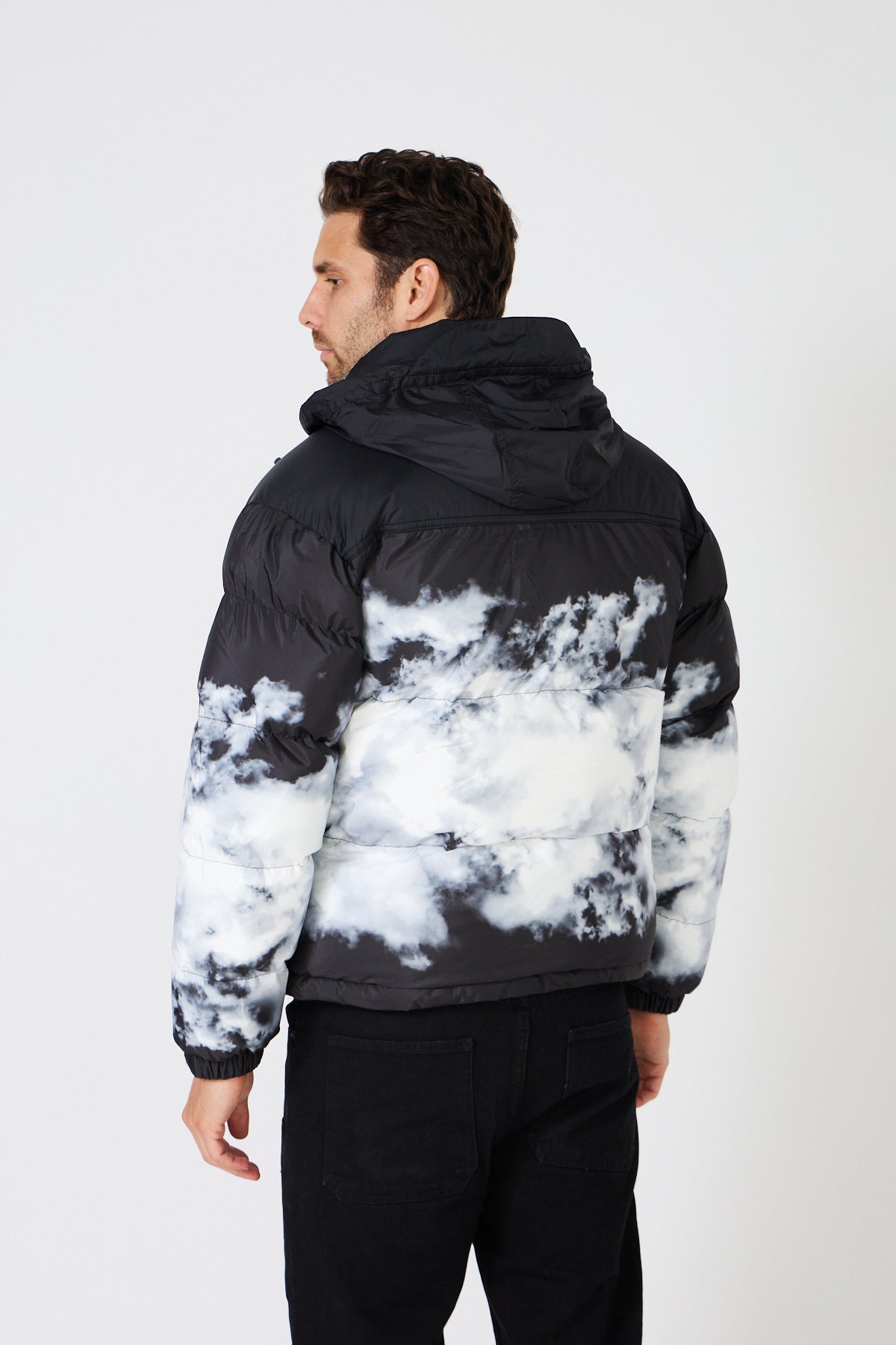 Men's down jacket with two-tone pattern