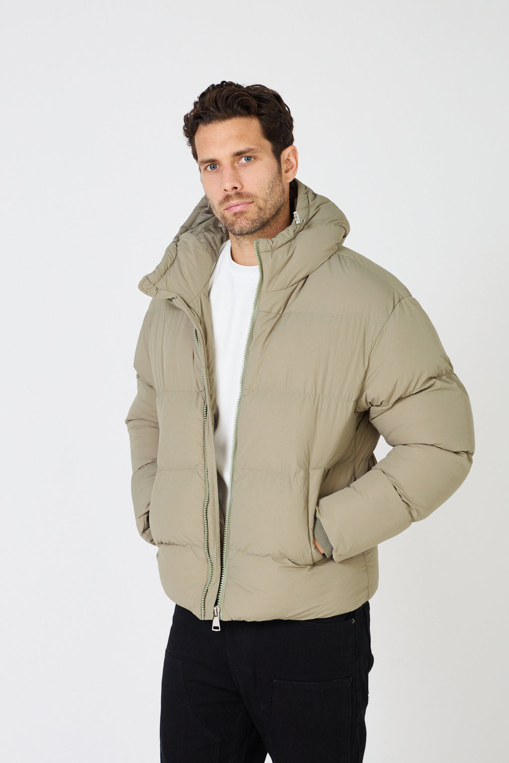 Men's Quilted Down Jacket with Hood