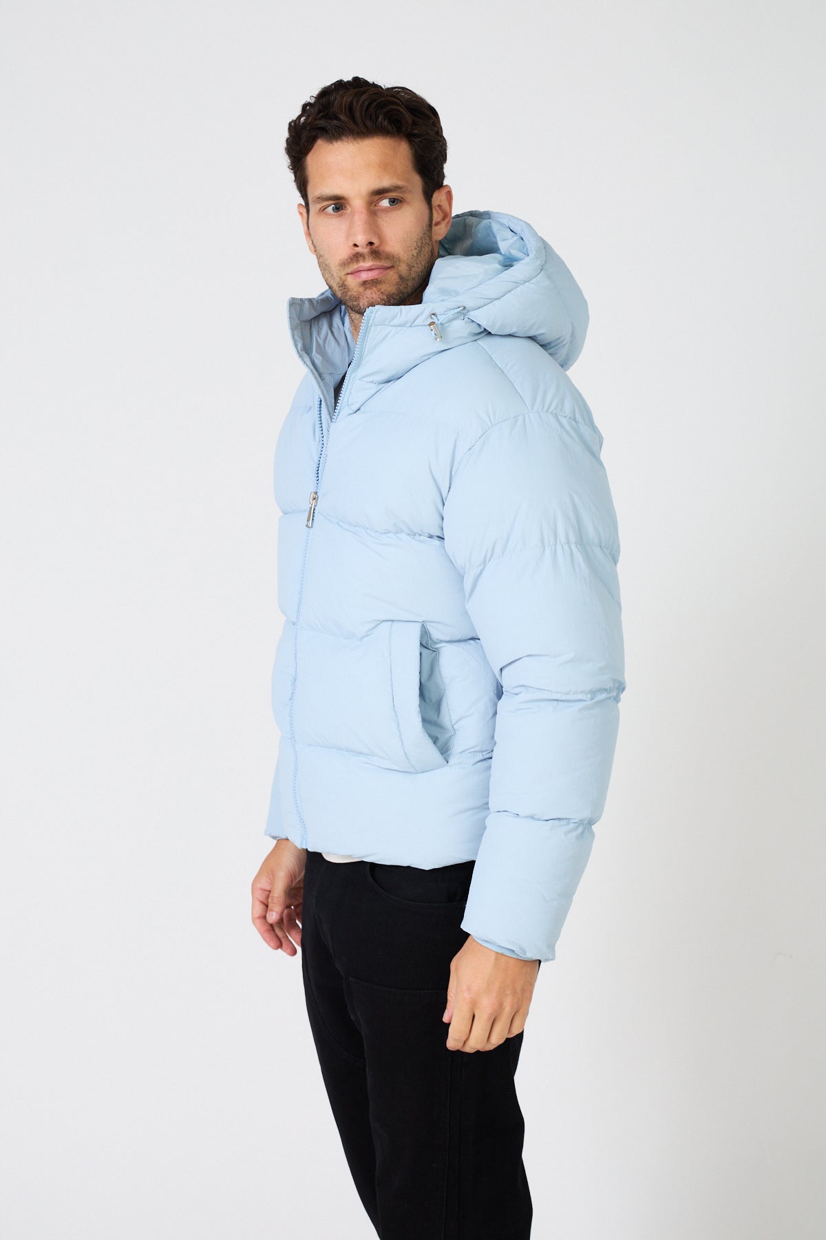 Men's Quilted Down Jacket with Hood