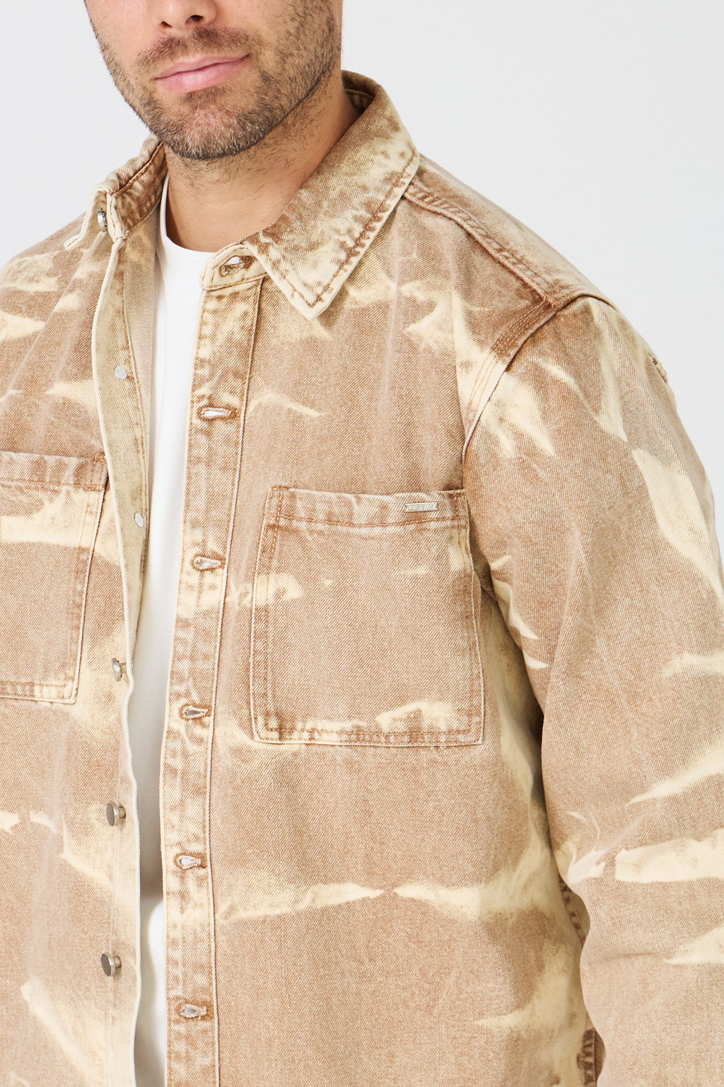 Men's Jacket with Washed Pattern / Abstract Camouflage -