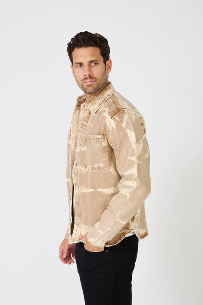 Men's Jacket with Washed Pattern / Abstract Camouflage -