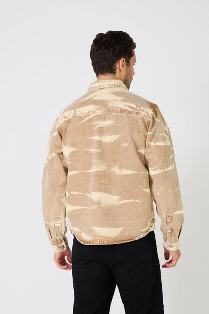 Men's Jacket with Washed Pattern / Abstract Camouflage -