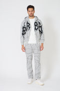 Earth Tone Washed Workwear Set - Hooded Bomber Jacket &amp; Straight Trousers