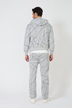 Earth Tone Washed Workwear Set - Hooded Bomber Jacket &amp; Straight Trousers