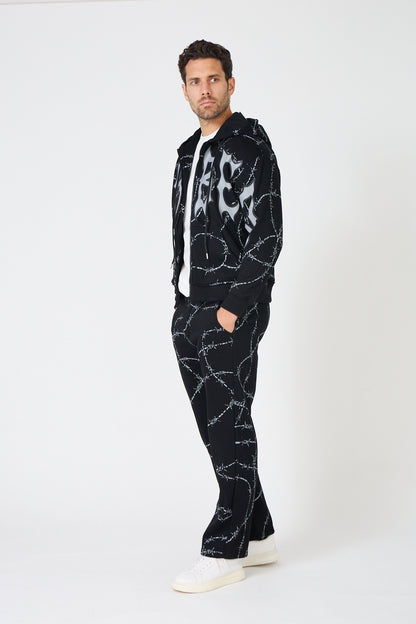 Earth Tone Washed Workwear Set - Hooded Bomber Jacket &amp; Straight Trousers