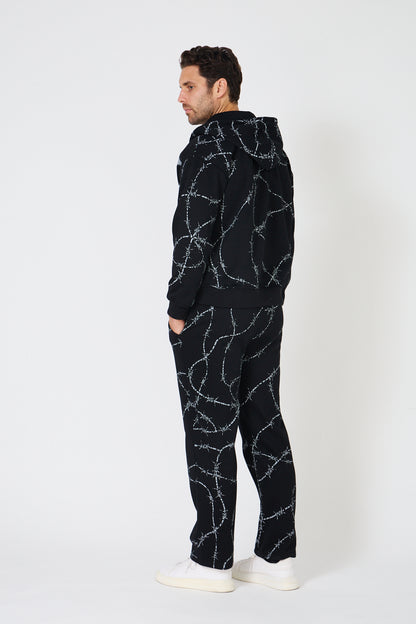 Earth Tone Washed Workwear Set - Hooded Bomber Jacket &amp; Straight Trousers