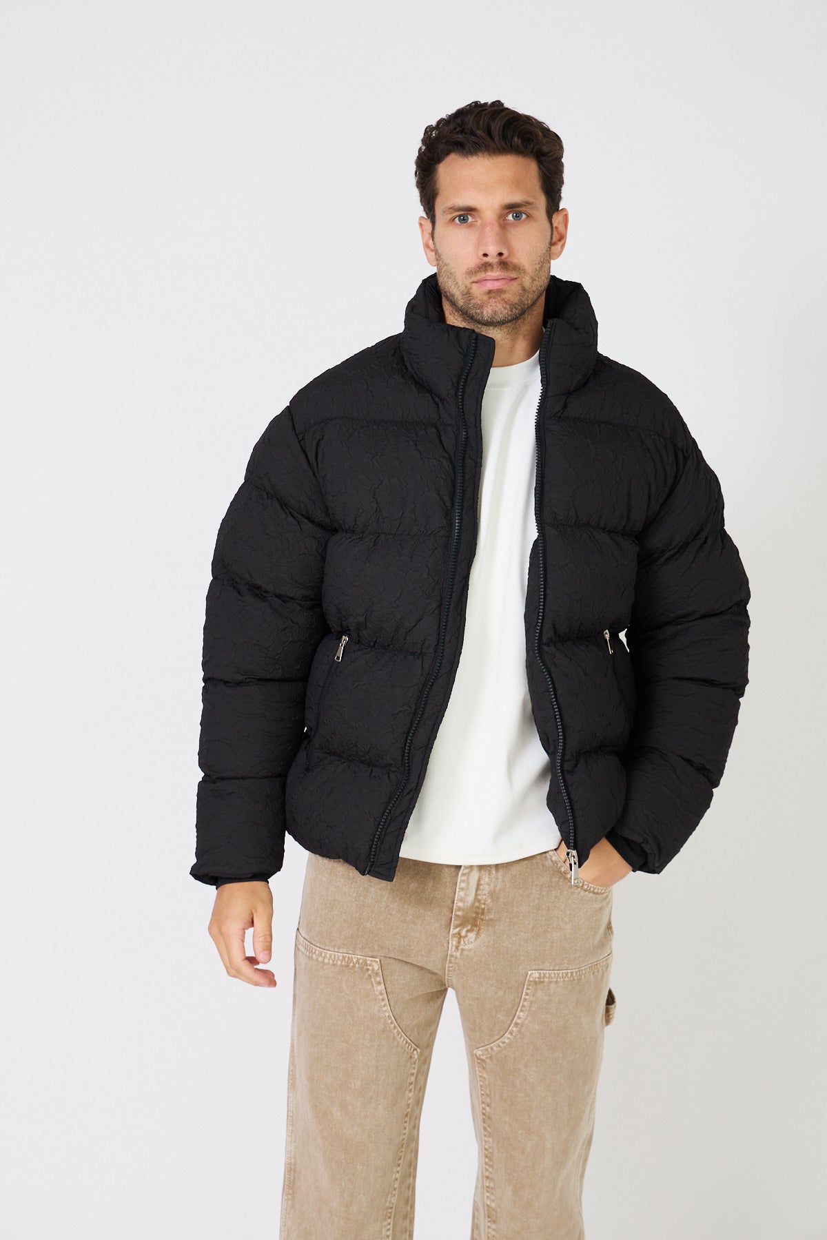 Men's Quilted Down Jacket with Hood