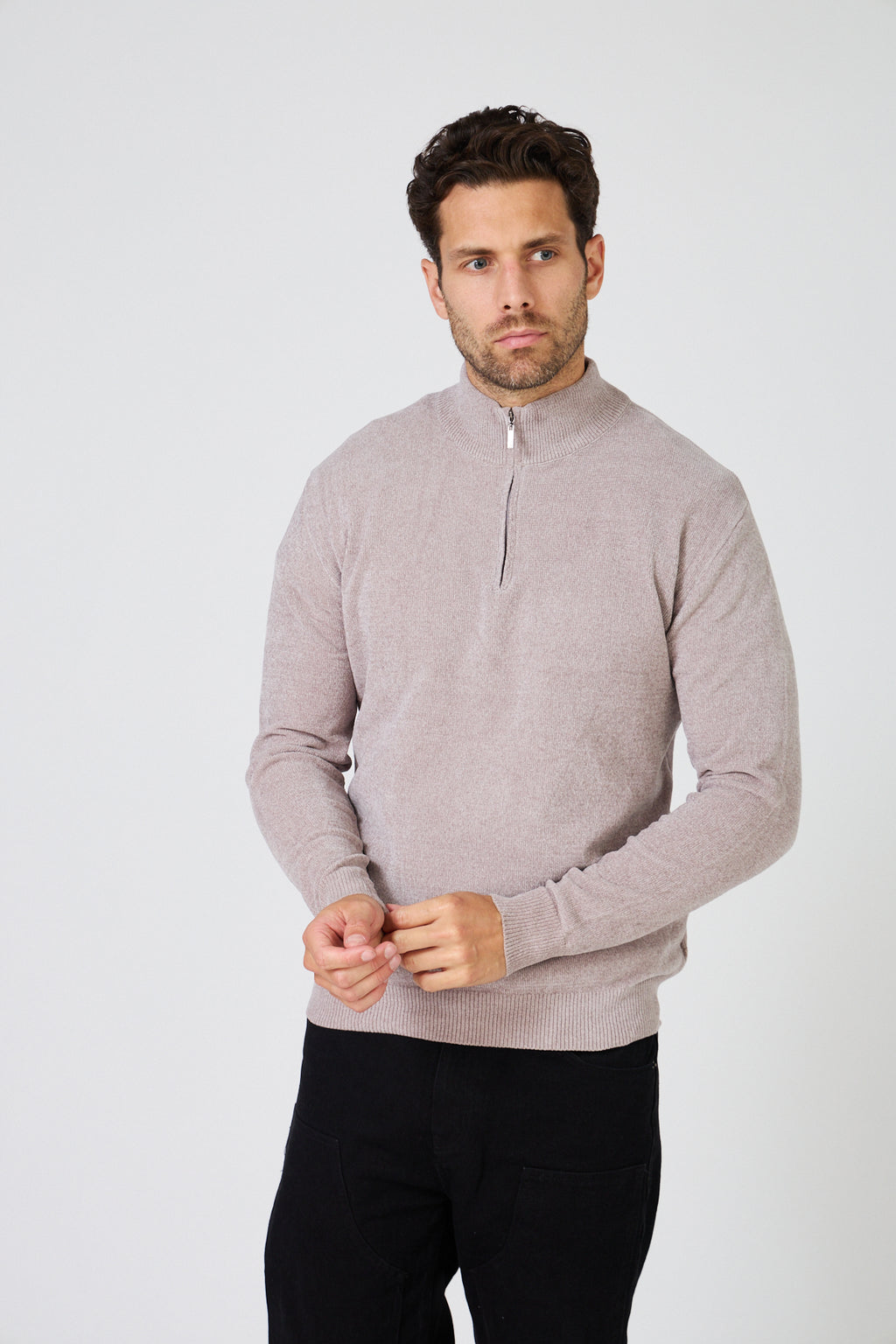 Pull Homme Maille Fine Douce - Col Montant Zippé
