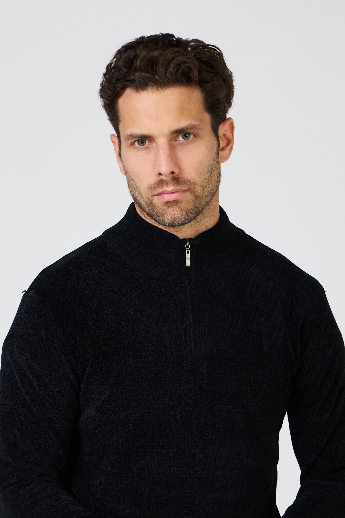 Pull Homme Maille Fine Douce - Col Montant Zippé