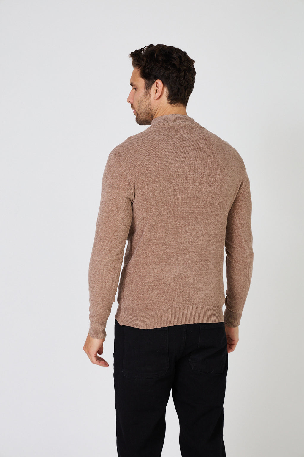 Pull Homme Maille Fine Douce - Col Montant Zippé