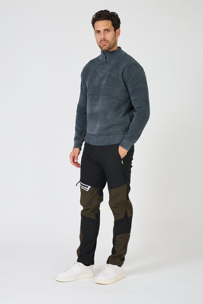Pull Homme Maille Texturée - Col Montant Zippé