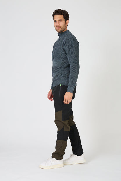 Pull Homme Maille Texturée - Col Montant Zippé