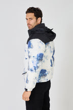 Men's down jacket with two-tone pattern