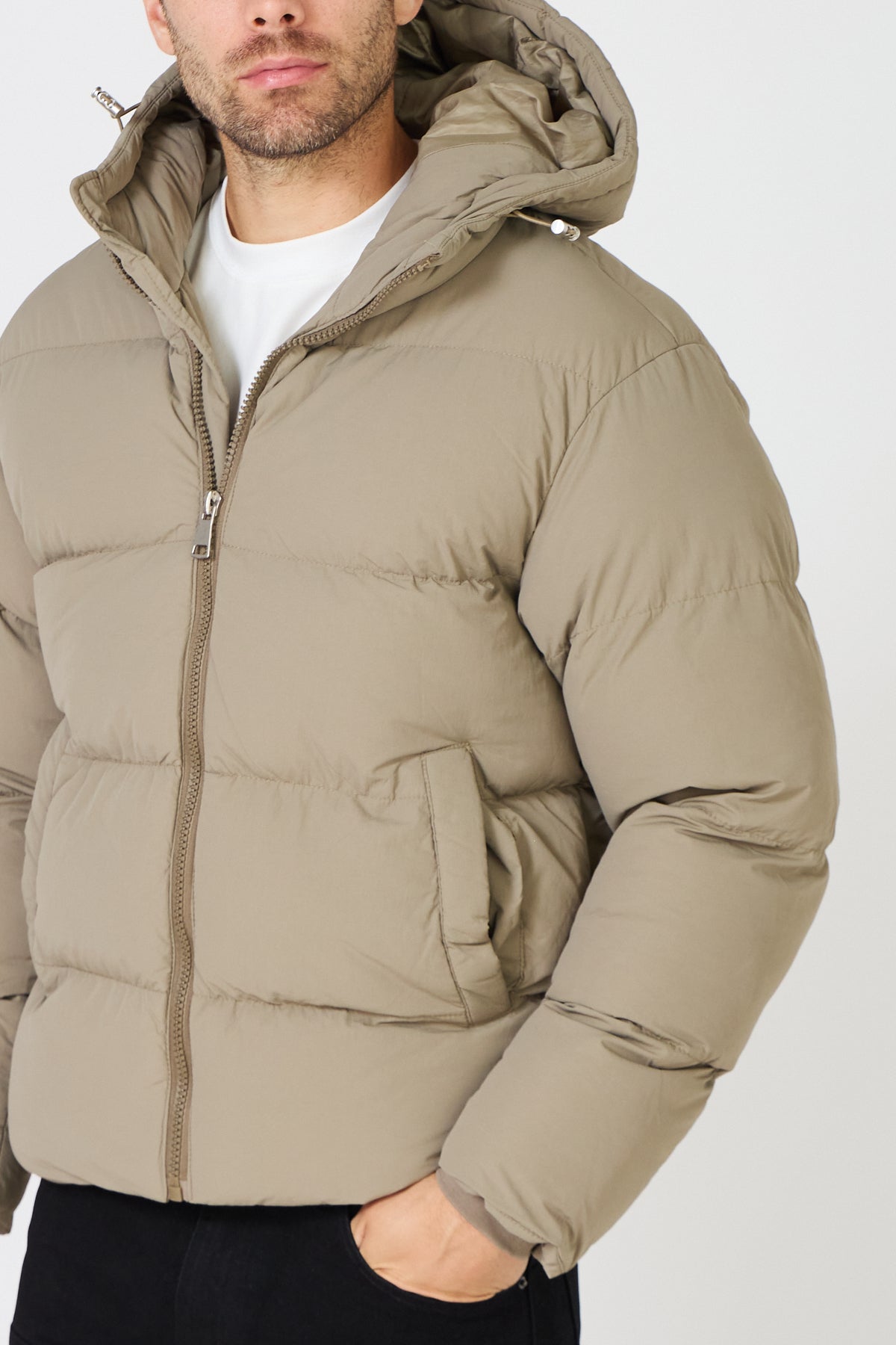 Men's Quilted Down Jacket with Hood