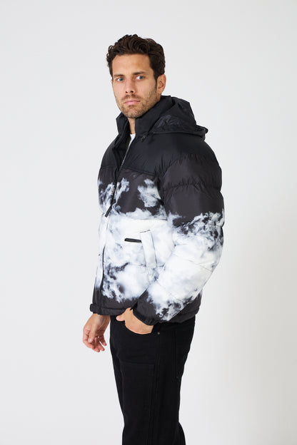 Men's down jacket with two-tone pattern