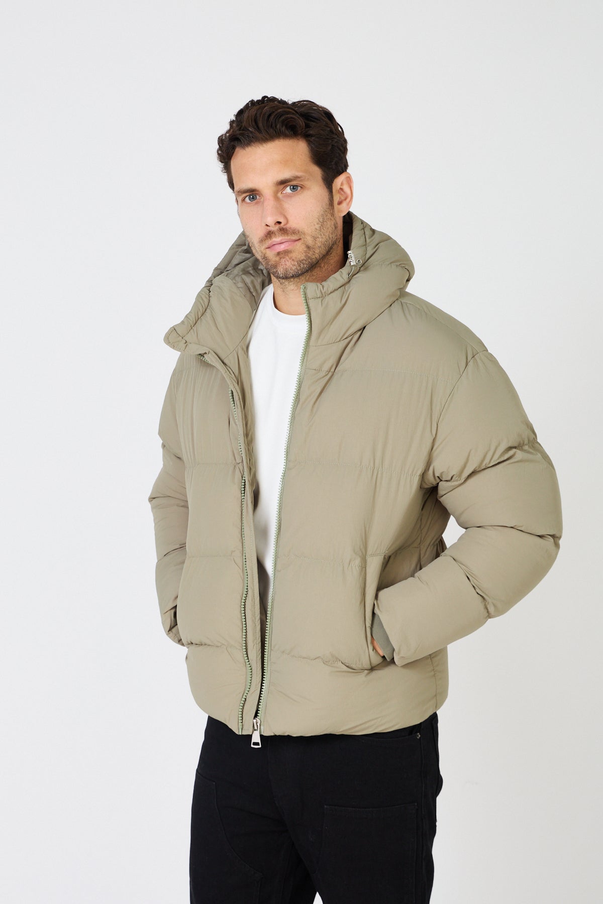 Men's Quilted Down Jacket with Hood