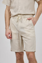 Short homme à taille élastique en lin avec cordon de serrage