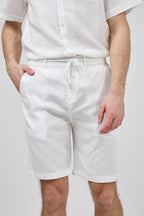 Short homme à taille élastique en lin avec cordon de serrage