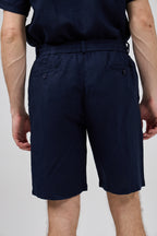 Short homme à taille élastique en lin avec cordon de serrage