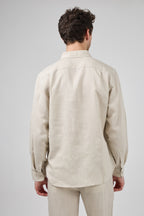 Chemise en lin à Manches Longues Coupe Moderne Boutonnée