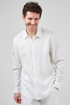Chemise en lin à Manches Longues Coupe Moderne Boutonnée