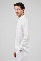 Chemise en lin à Manches Longues Coupe Moderne Boutonnée