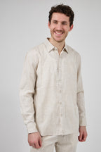 Chemise en lin à Manches Longues Coupe Moderne Boutonnée