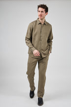 Chemise en lin à Manches Longues Coupe Moderne Boutonnée