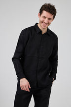 Chemise en lin à Manches Longues Coupe Moderne Boutonnée