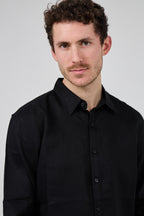 Chemise en lin à Manches Longues Coupe Moderne Boutonnée