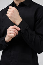 Chemise en lin à Manches Longues Coupe Moderne Boutonnée
