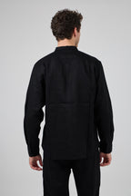 Chemise en Lin à Col Officier Boutonnée