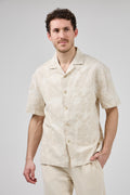 Chemise en lin à manches courtes avec motif discret
