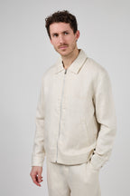 Veste en lin zippée à col classique doubler à l interieur avec poche
