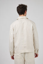 Veste en lin zippée à col classique doubler à l interieur avec poche